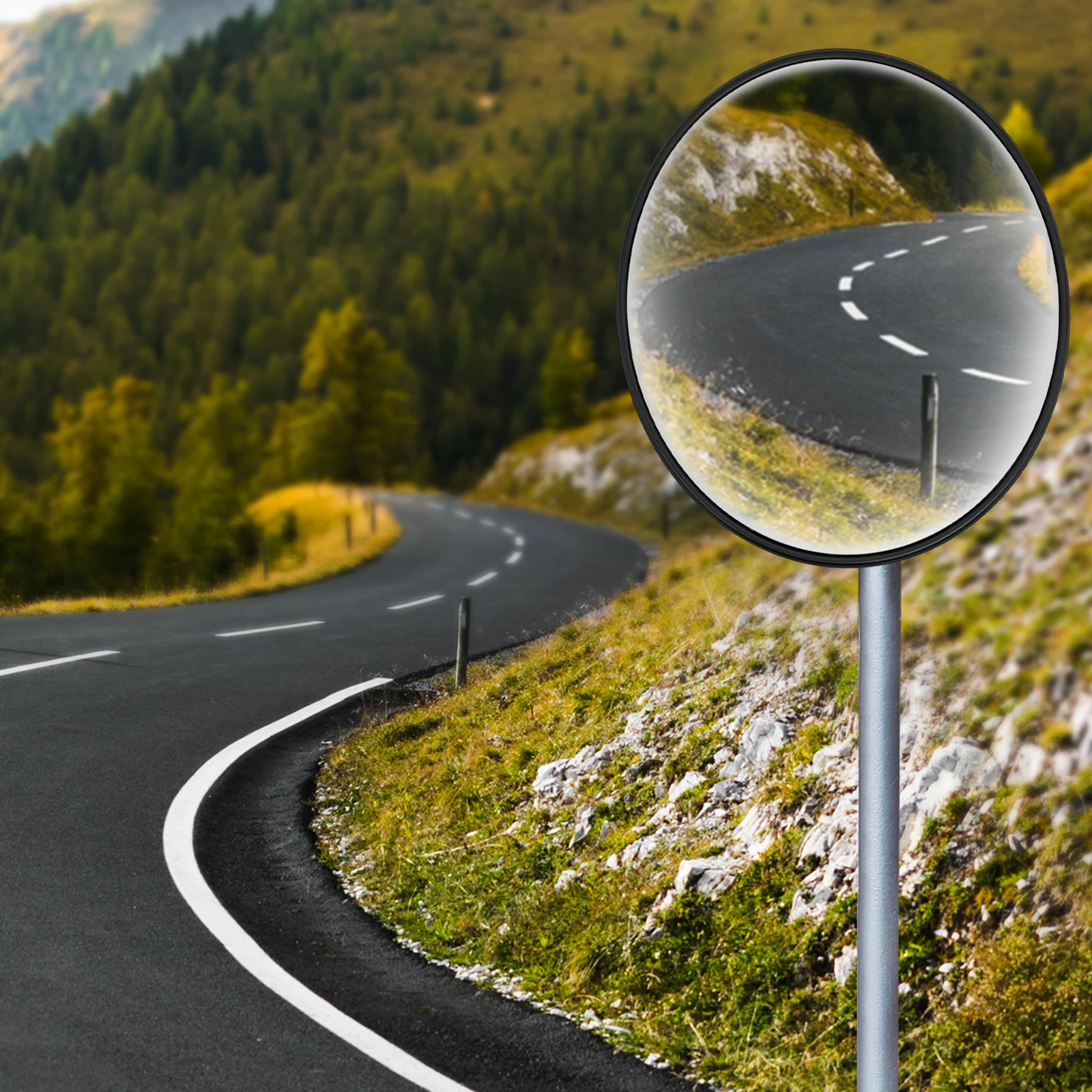 

18-дюймовое выпуклое зеркало, защитное зеркало для слепых зон, широкоугольное изогнутое защитное зеркало, дорожное зеркало для гаража, подъездной дороги, парковки