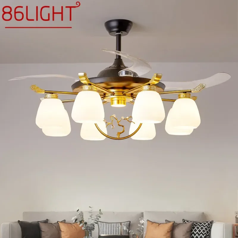 

86LIGHT Modern Stealth Fan Light Luxury Living Room Restaurant Bedroom Ceiling Fan Light Remote LED Electric Fan Light