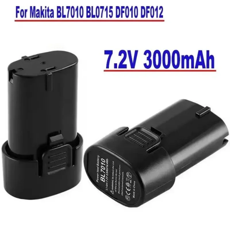 Electric Tool Battery For Makita 7.2V 3000mah BL7010 BL0715 DF010 DF012 DF022 7.2-4 194355-2 194356-3....