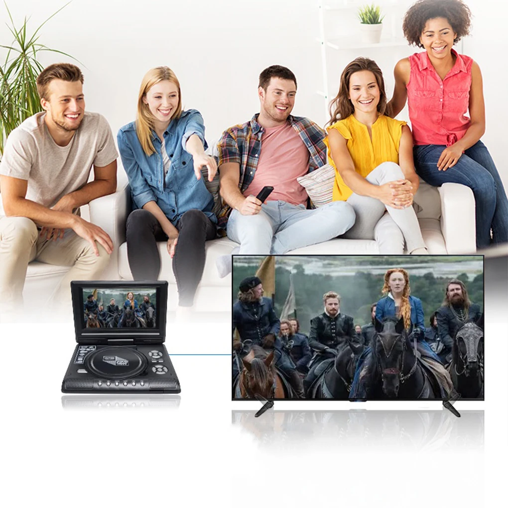 مشغل DVD صغير 7.8 بوصة سطح المكتب الرقمي الذكي TV CD مشغلات الأقراص التحكم عن بعد المحمولة السفر 270 °   شاشة قابلة للدوران