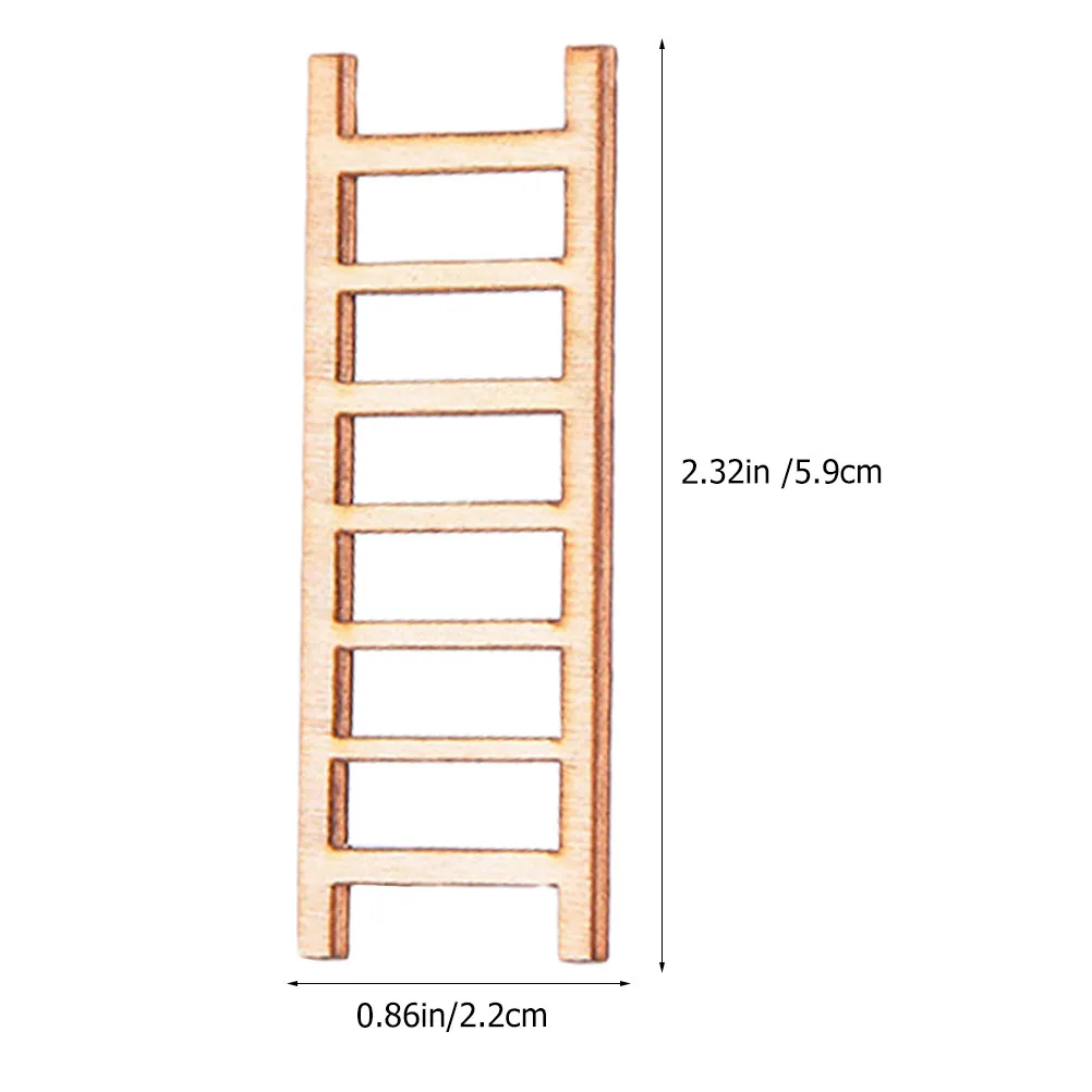 20Pcs Wooden Miniature Ladders Artificial Mini Ladders for Home Office Bonsai Decoration Dollhouse Accessories