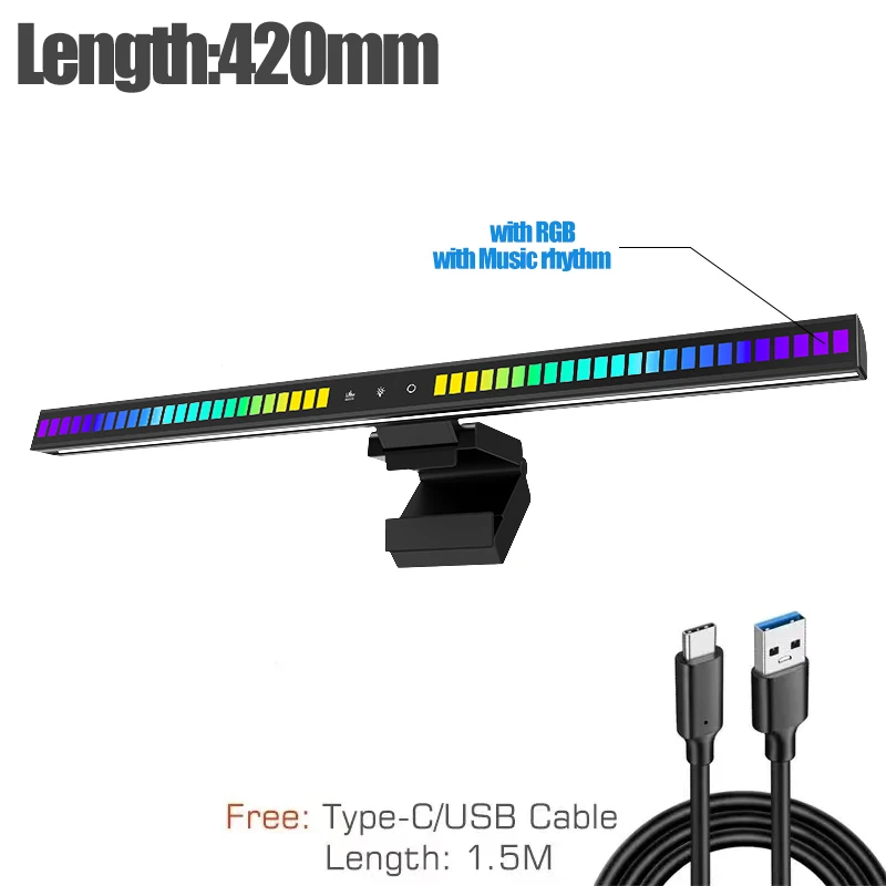 Wisciton 60 cm RGB Led Computer Monitor Licht Bar Musik Rhythmus Bildschirm Hängen Licht Dimmen Atmosphäre Nacht Lampe Für Spiel/studie/Arbeit 9