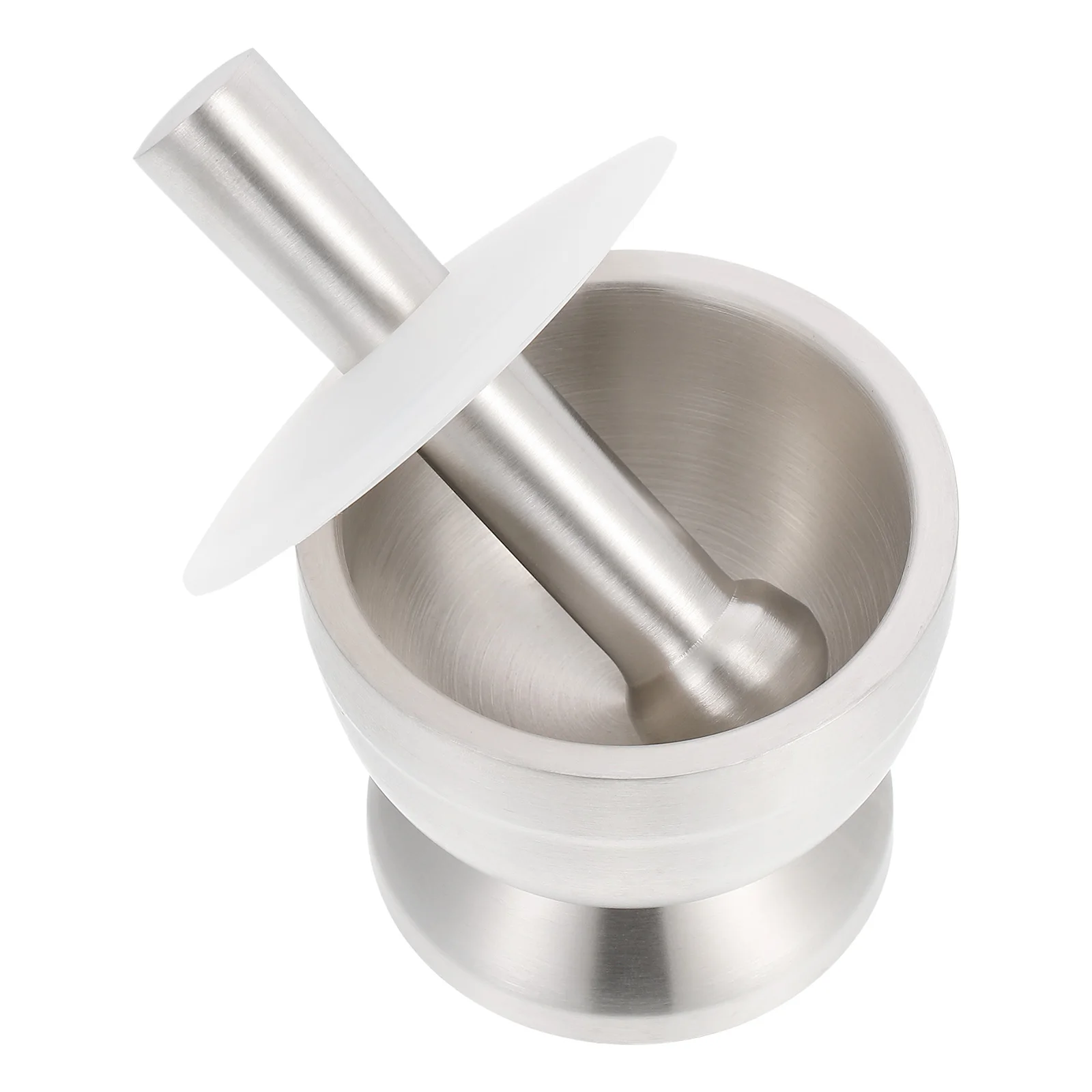

Garlic Press Pestle Masher Silver Stainless Steel Large Size Easy Clean Healthy Safe Practical Storage Decorative Functional