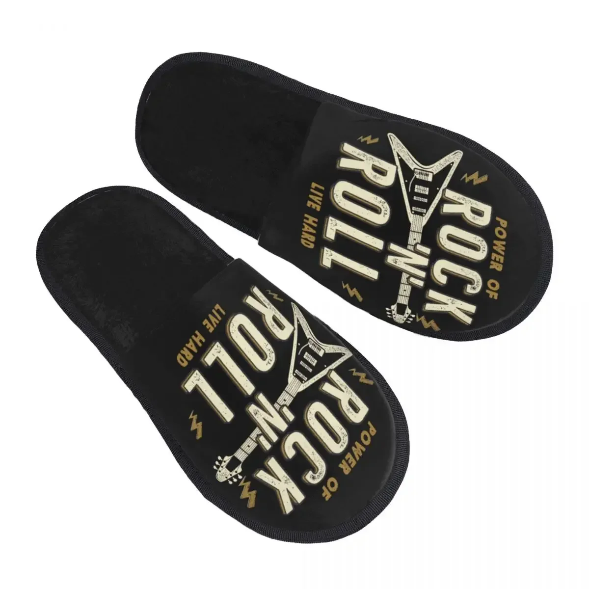 Custom Power Of Rock N Roll Memory Foam Slippers Women Comfy Warm Heavy Music House Slippers