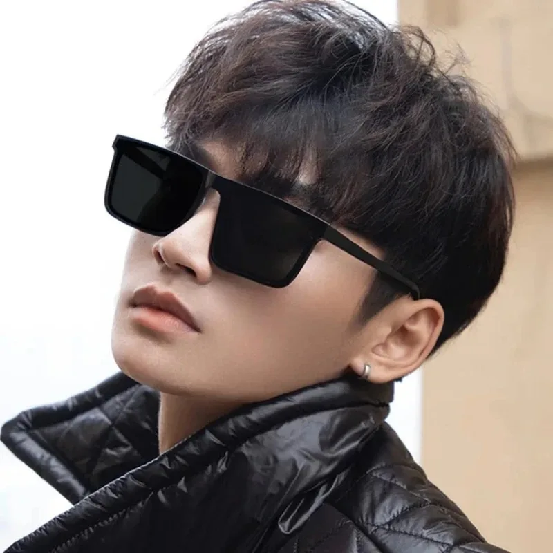 New Men's Driving Anti-UV Sunglasses Shape Ladies Square Frame Sun Glasses UV400 Black Gafas De Sol view 3