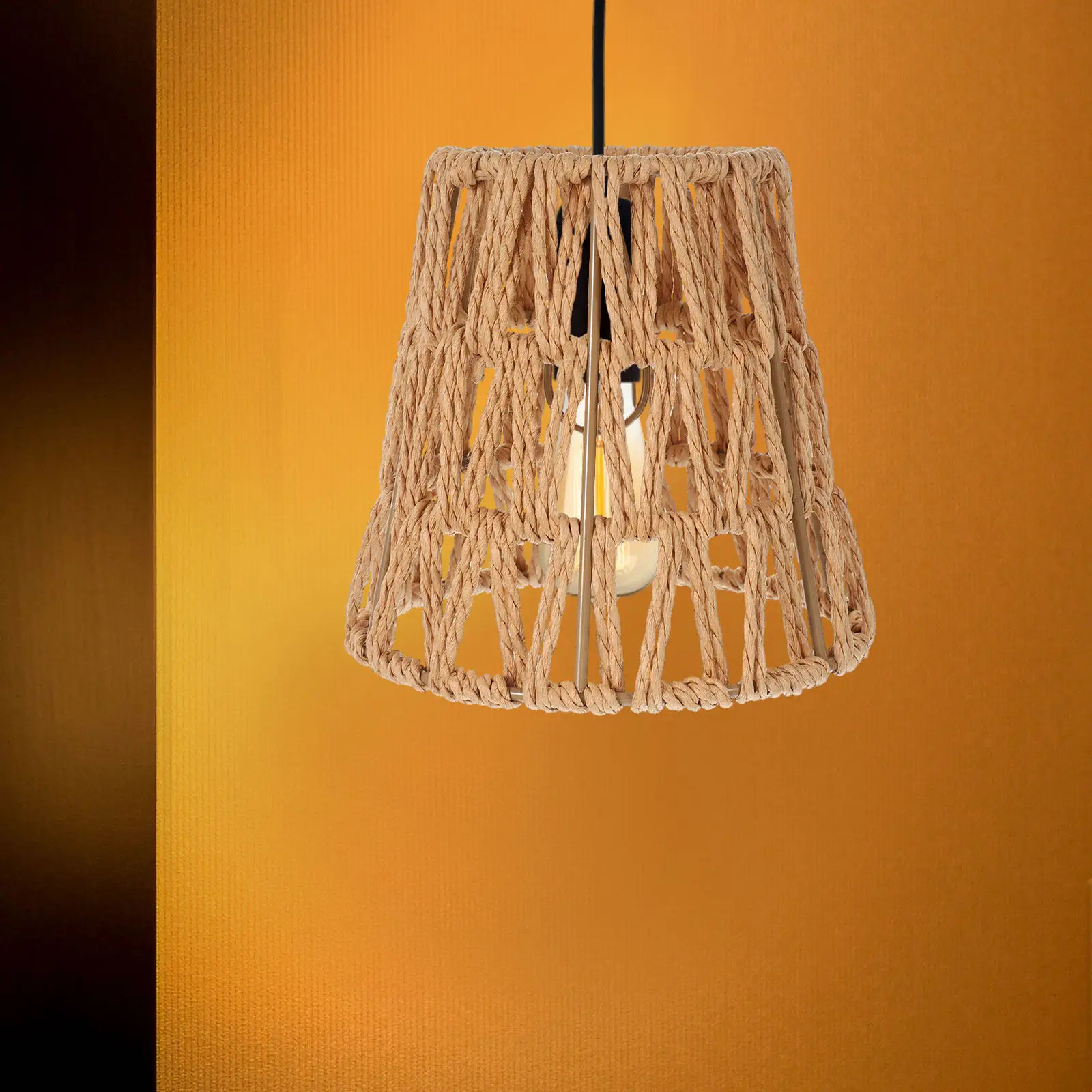 

Плетеный вручную абажур из натуральной бумажной веревки для замены декоративного подвесного светильника в стиле рустик/фермерский дом