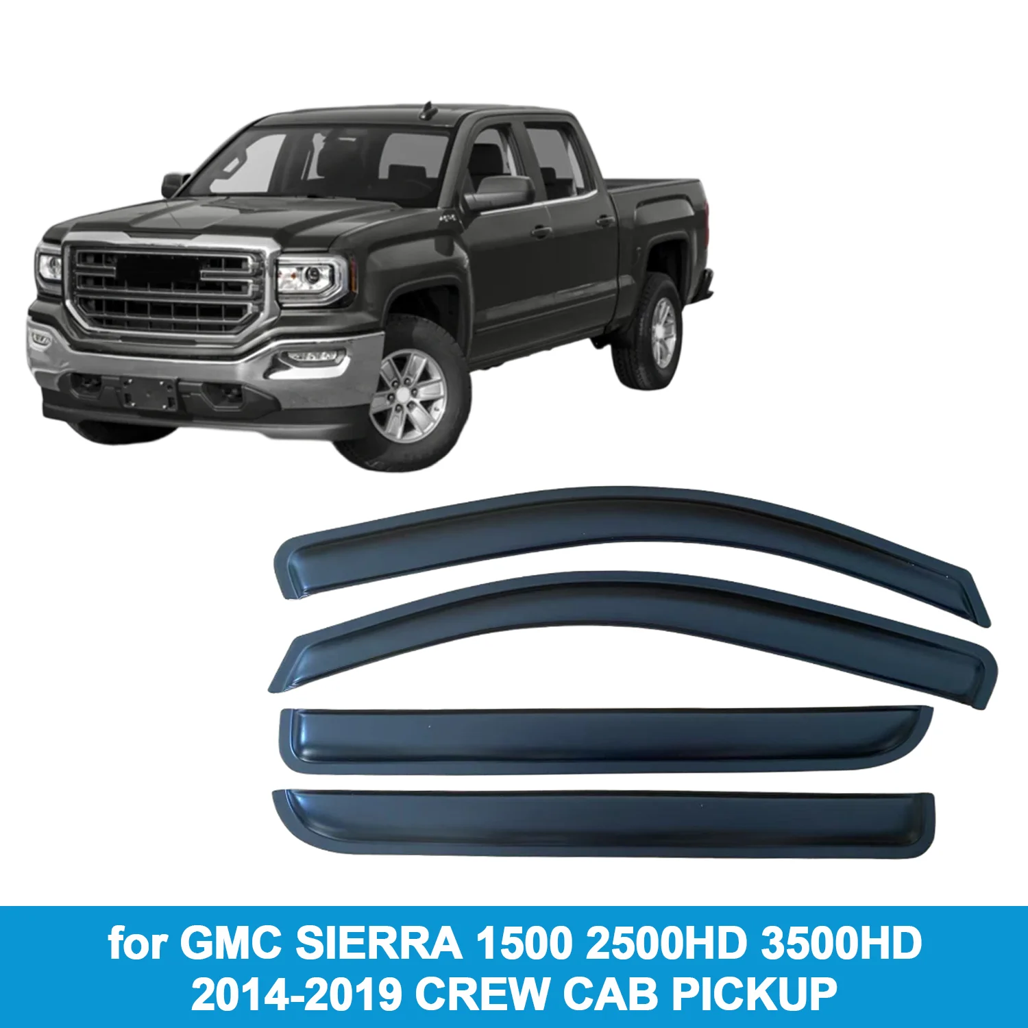 

Для GMC SIERRA 1500 2500HD 3500HD 2014-2019 CREW CAB PICKUP защита от дождя боковой вентиляционный дефлектор защита от атмосферных воздействий лента для наружного крепления