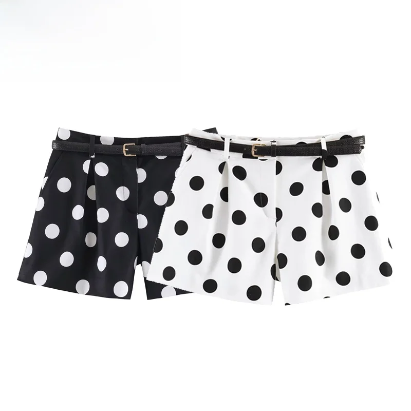 Fashionable High Waist Casual Shorts with Belt Versatile Stylish Women's Straight Leg Pants Polyester Fiber Summer Collection