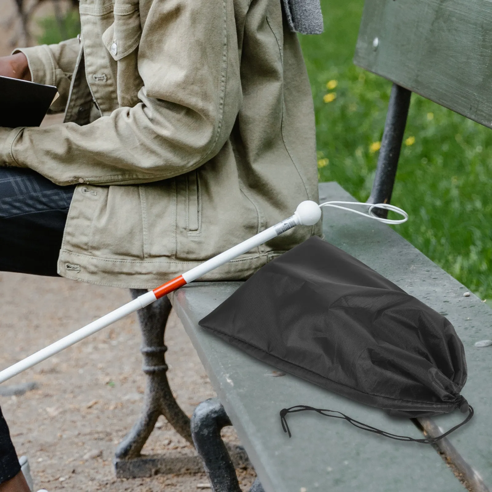 Portable Cane Bag for Walking Stick Storage Heavy Duty ganizer Drawstring Fits Folding Canes Durable Nylon Outdoor Camping