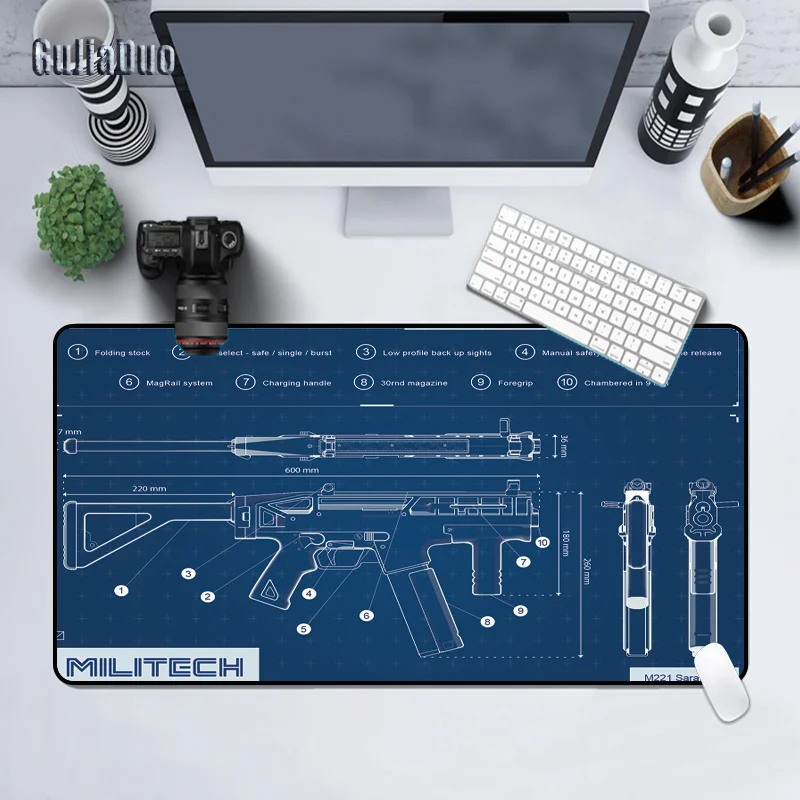 90x40 Extra Large Minimalism Gun Art Mouse Pad Gamer Play Mat XXL Non-slip Waterproof Table Pad Gaming Accessories Pc Cushion