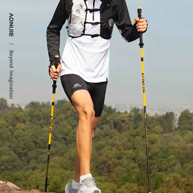

AONIJIE E4214 Yellow Carbon Running Alpenstock Ultra Light Easy Folding Sport Hiking Cross-country Trekking Pole Climbing Sticks