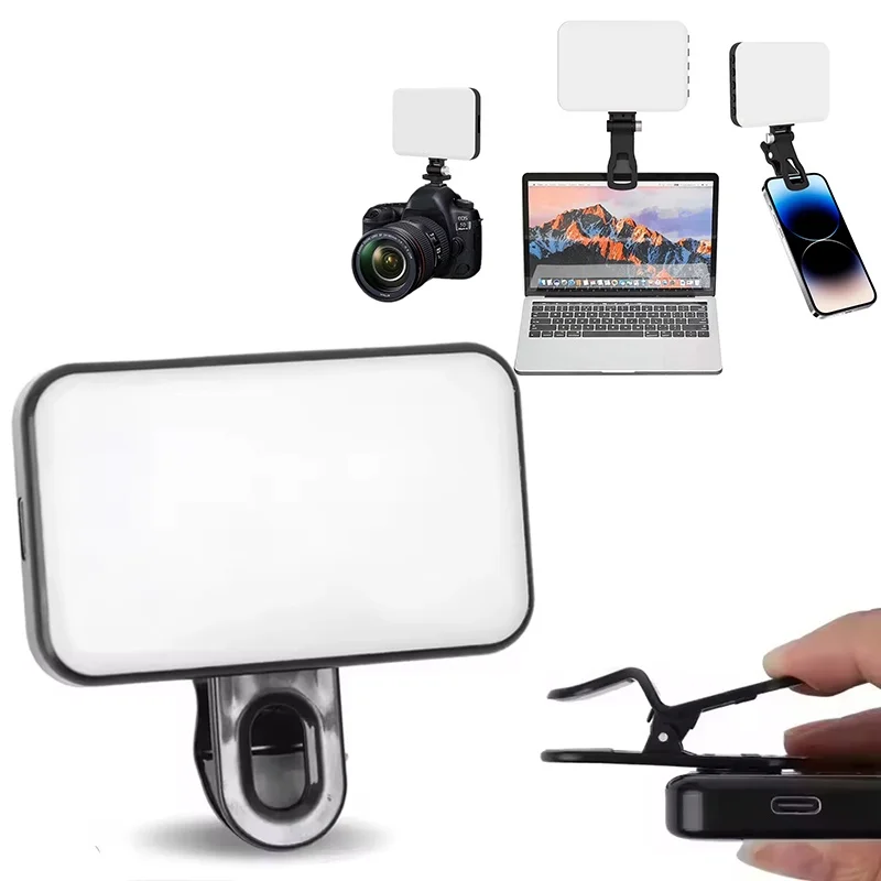 Pocket LED Selfie Light Adjustable Brightness For Mobile Phone Laptop iPad 3 Color Modes Photo Live Streaming Accessories Tools