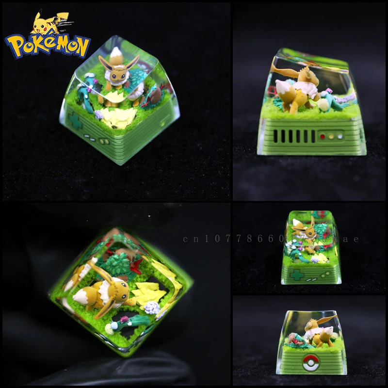 Pokemon Resin Keycaps Eevee Anime Customized Micro Landscape Mechanical Keyboard DIY Keycaps Cute Keyboard Accessories Gifts