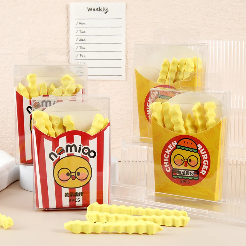 Kawai Office School Supplies French Fries Eraser Creative Simulation Gourmet Pencil Wipe Clean Less Crumbs Student Stationery