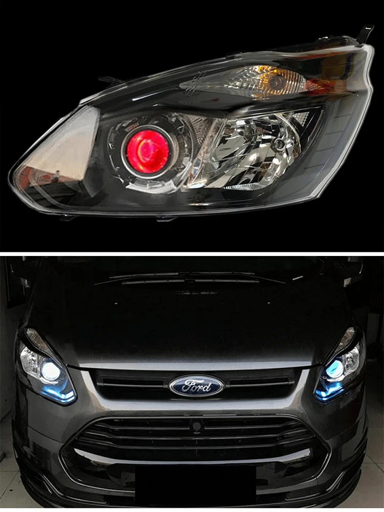 Faróis LED completos personalizados para lâmpadas frontais de lente de projetor Ford Tourneo Bi-xenon com DRL