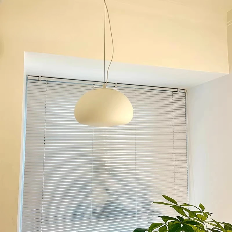 الدنماركية الأبيض استدارة المجال الزجاج قلادة أضواء LED الحديثة كريمي نمط غرفة نوم دراسة السرير مطعم المطبخ مصباح معلق #4