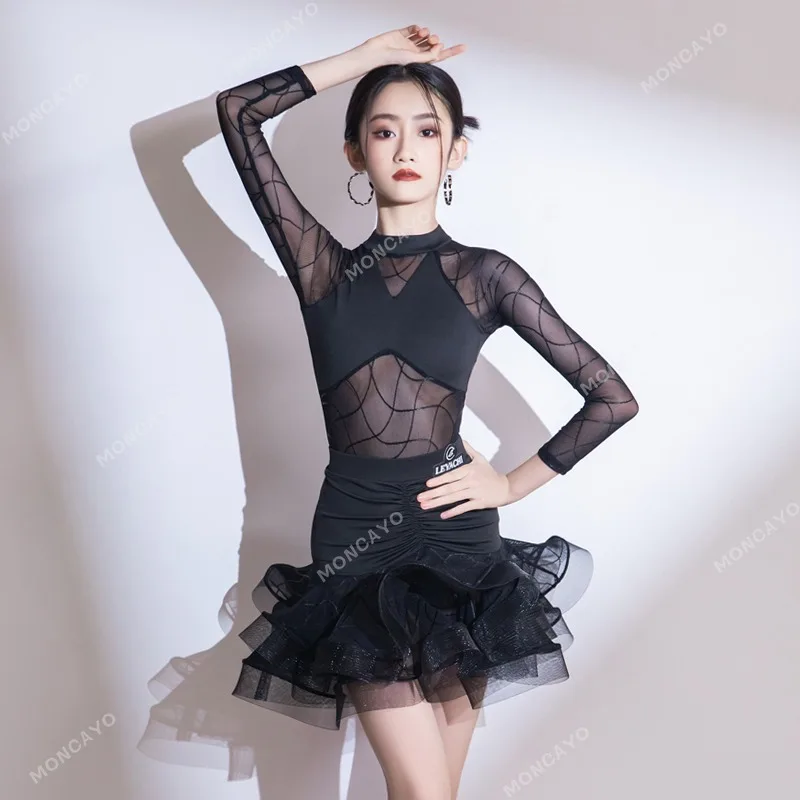 

Платье для латинских танцев сальсы, танцевальный костюм для девочек, румба, самба, танго, платья для соревнований по бальным танцам для девочек, детское платье для латинских танцев