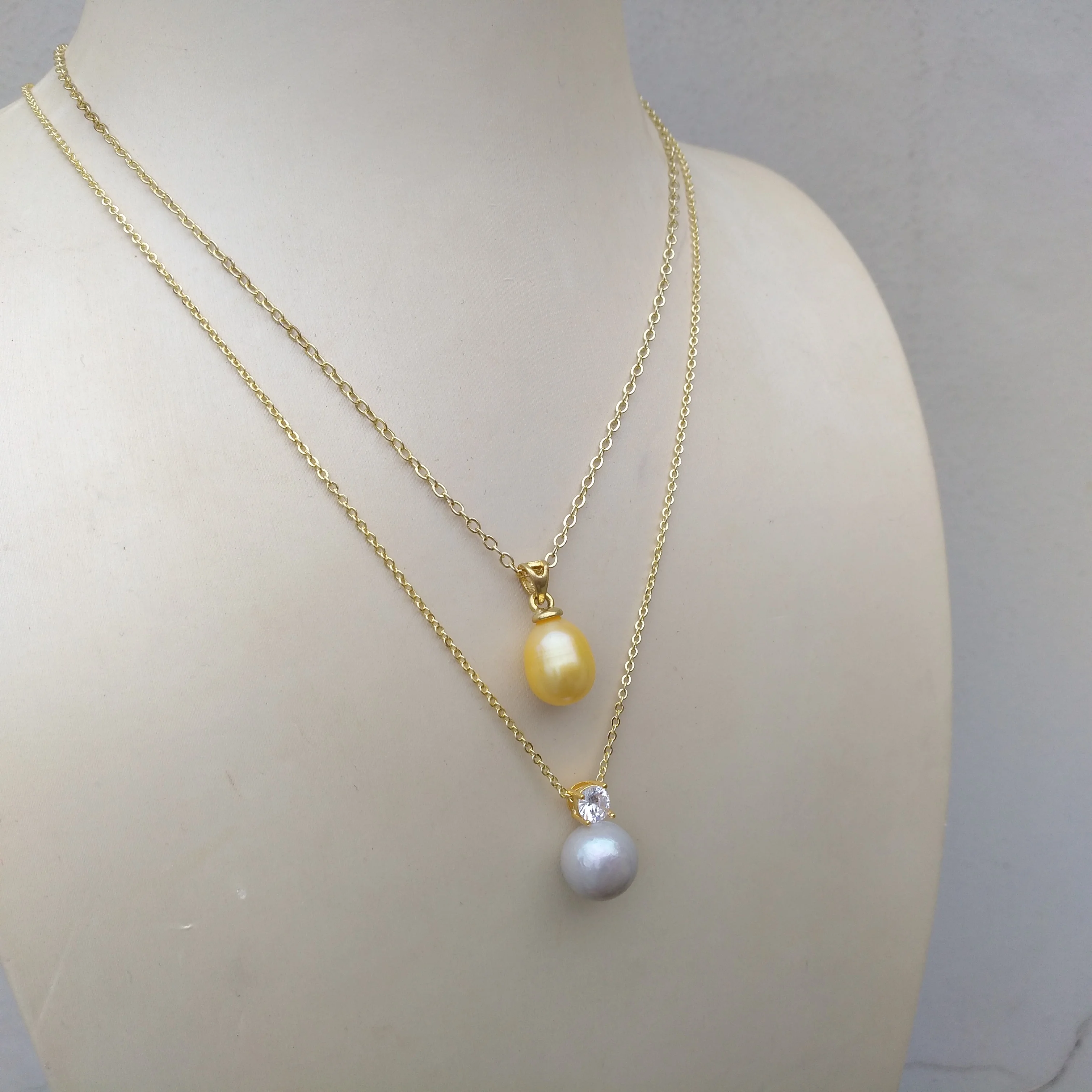 2row Excellent 45cm Multi-Color South Sea Real Natural Station Single Pearl Necklace