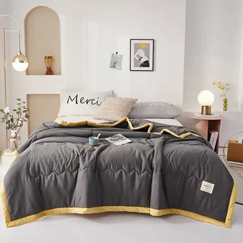 Japanese Simple Style Quilt Breathable Soft Air Conditioning Thin Comforter Comfortable Lightweight Home Sofa Travel Throw Blanket