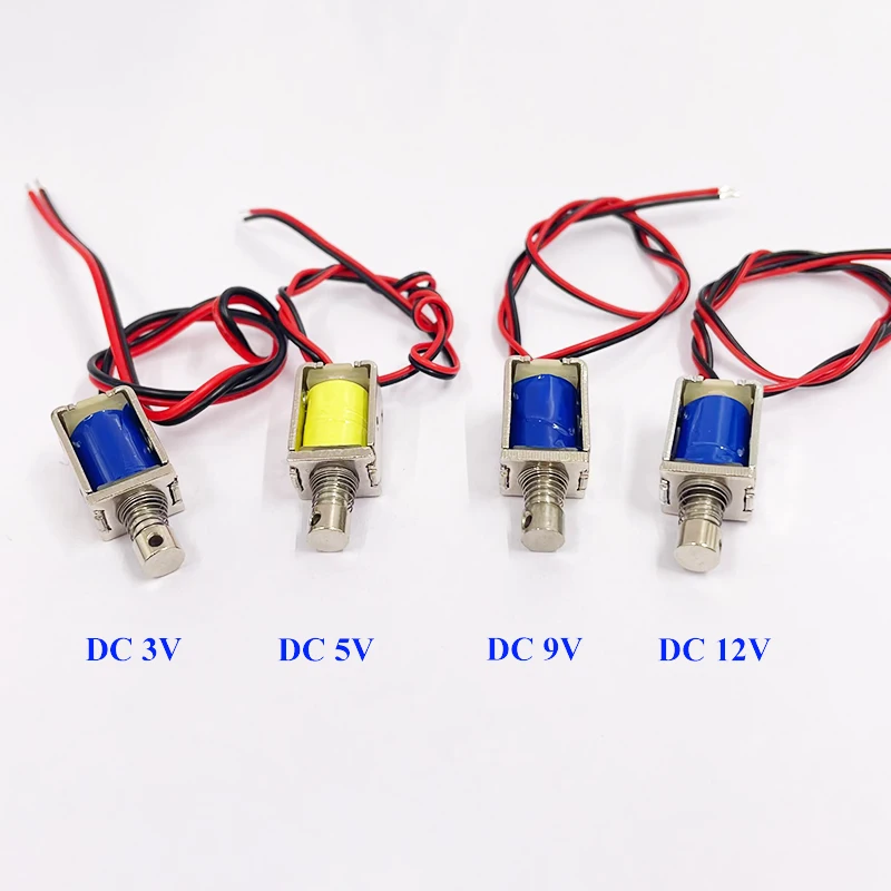 1PC 8mm*10mm Tiny Push-Pull Square Mini Solenoid Electromagnet DC 3V/ 6V/ 9V/ 12V Through Type Electromagnet 4mm Stroke