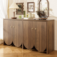 Modern Elegant Walnut Optic Sideboard 147x40x80cm - Multi-Functional Storage Cabinet with Adjustable Shelves & Aluminum Handles
