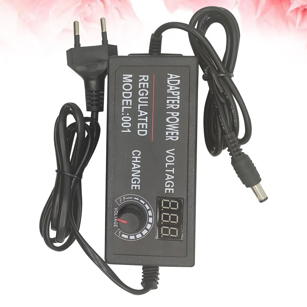 

60W Adjustable Voltage Power Supply 3-12V 5A Digital Display LED Strip Dimmable Power Adapter Eu Plug Black Universal Charger