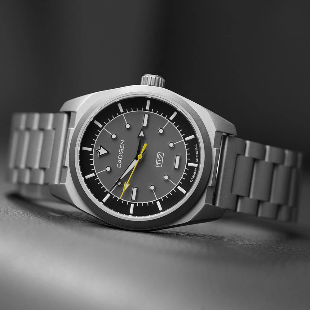 CADISEN Titanium Steel Watch Strap Automatic Mechanical Watch Man Wristwatch MIYOTA 8215 100M Waterproof Watches TI-7 AUTODYNE