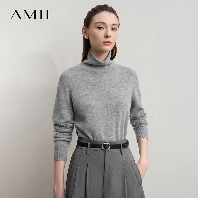 

Amii Women's Sweater 2025 Winter New Versatile Basic High-neck Sweaters for Women Loose Casual Knitting Wool Top Female 12543193