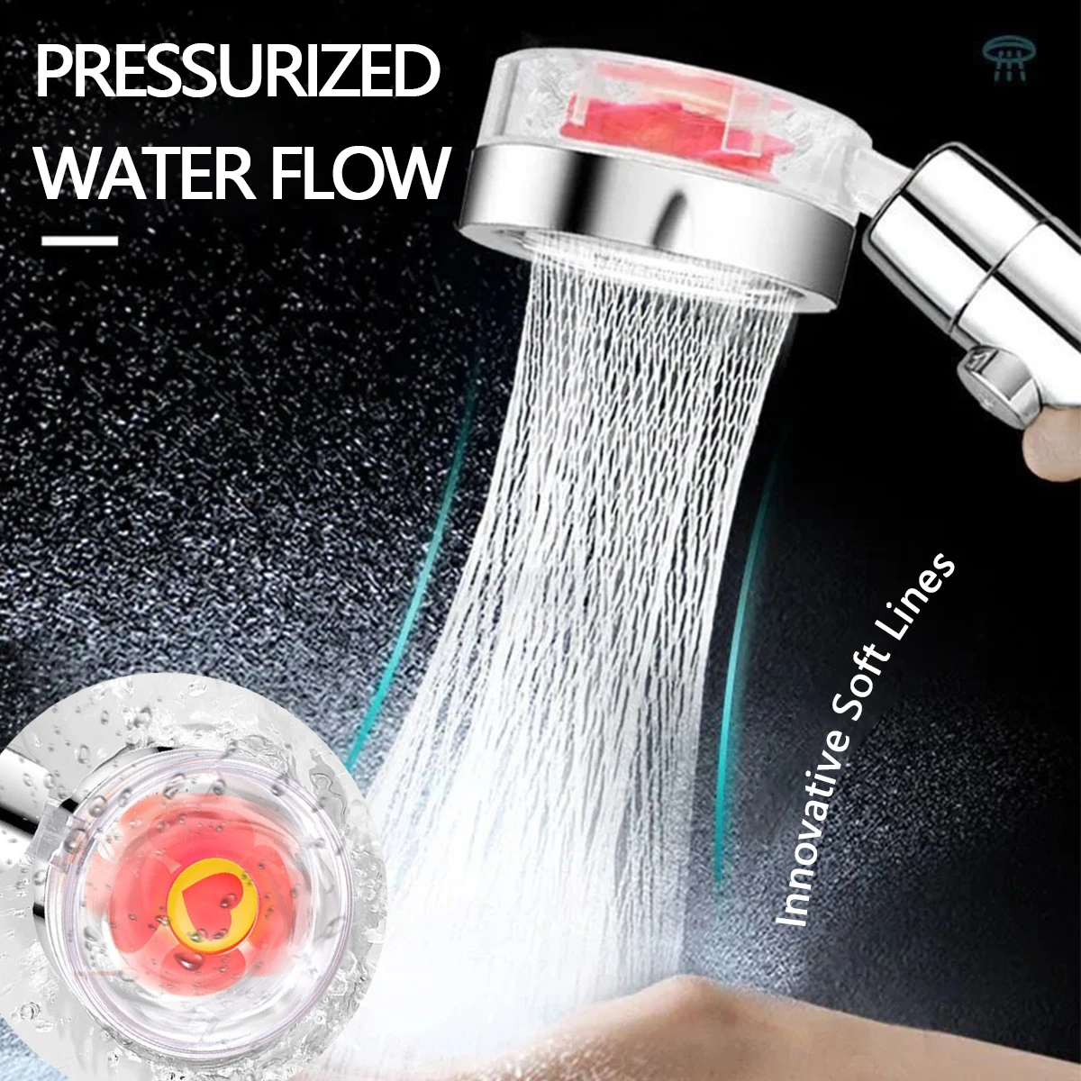 

2022 Shower Head Water Saving Flow 360 Degrees Rotating With Small Fan ABS Rain High Pressure spray Nozzle Bathroom Accessories