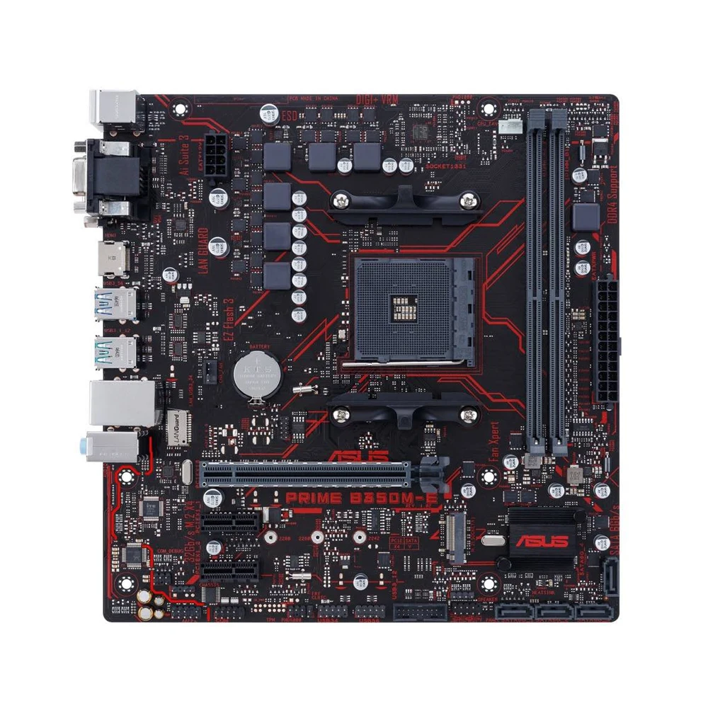 ASUS PRIME B350M-E AMD Motherboard B350 AM4 Supports Ryzen 2nd 3rd Gen Processors 2 RAM Slot Max. 32GB DDR4 Micro ATX Mainboard