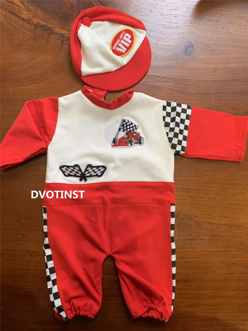 Newborn Baby Boys Photography Props F1 Racing Costume Overalls One-piece Outfits Caps 2pcs Studio Shooting Photoshoot Props - view 2