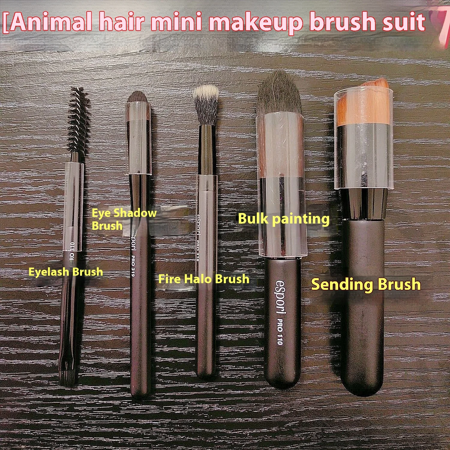 Mini Small Set 5 Pieces Of Animal Hair Portable Makeup Powder Blusher Eye Shadow Repair Brush