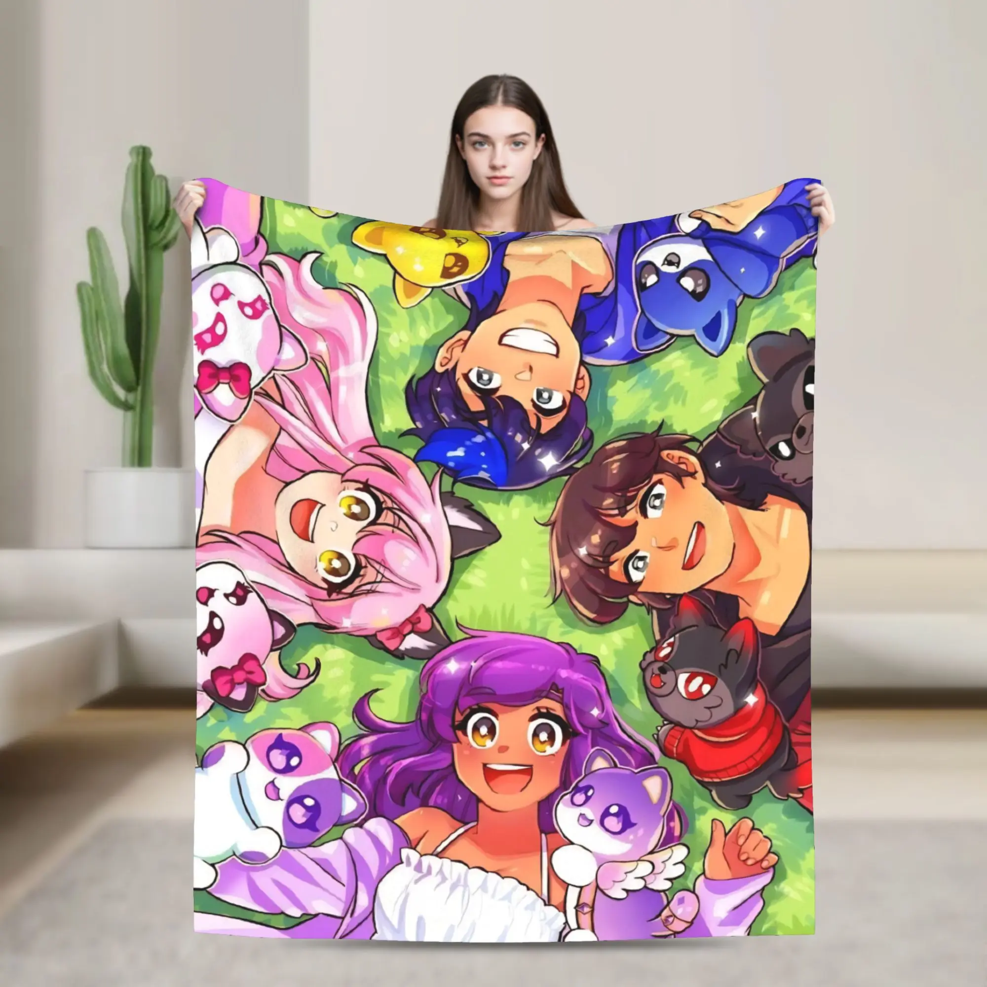 A-Aphmau Cartoon Blanket Super Soft Cozy  Throw Blankets for Bed 50x60 Inch Multiple Sizes Bedding Throws