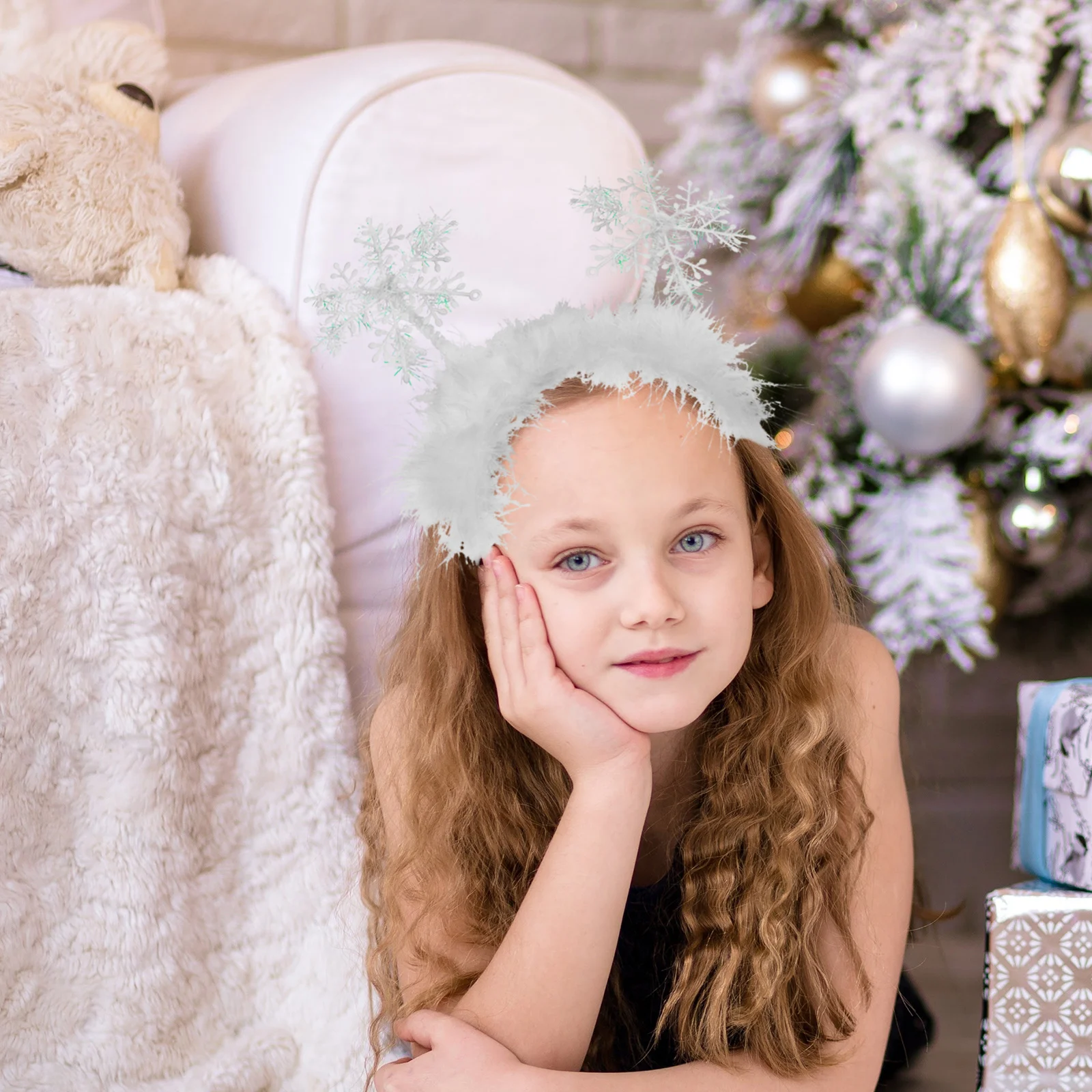 

2PCS Snowflake Hairb Hoops Decorative Christmas Party Headdresses Festive Accessories Comfortable Durable Holiday