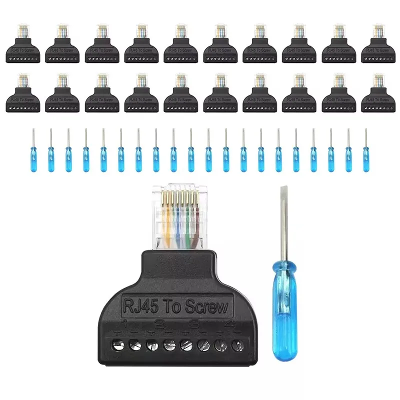 

2/4/8PCS RJ45 Male to 8 Pin Terminal Connector Screw Adapter Block Cable BNC Plug Ethernet CCTV Digital Internet plug