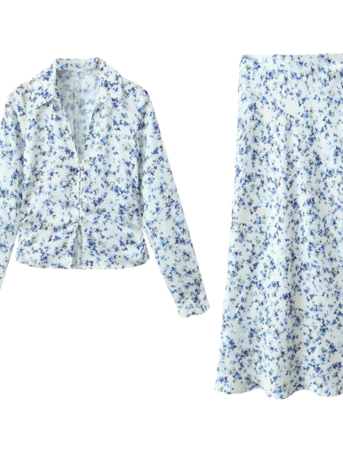 Csa E de Manga Longa Estampada Moda Fena Primavera 2024 Emaecimento Versátil Nova Chegada Top de Qualidade Pr...