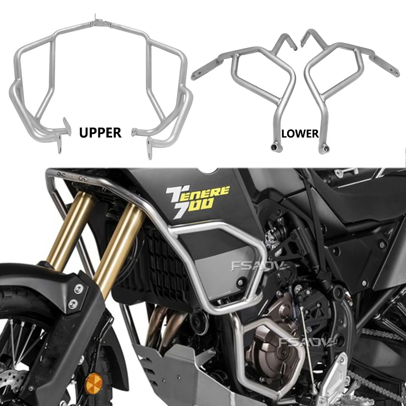 

Tenere 700 Engine Crash bar Stainless steel Upper&Lower Bumper Protector Fit for Yamaha Tenere700 2019 2020 2021 2022 2023