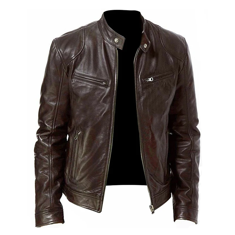Chaqueta cuero motociclista hombre – Polipiel con solapa ajustada - imagen 3