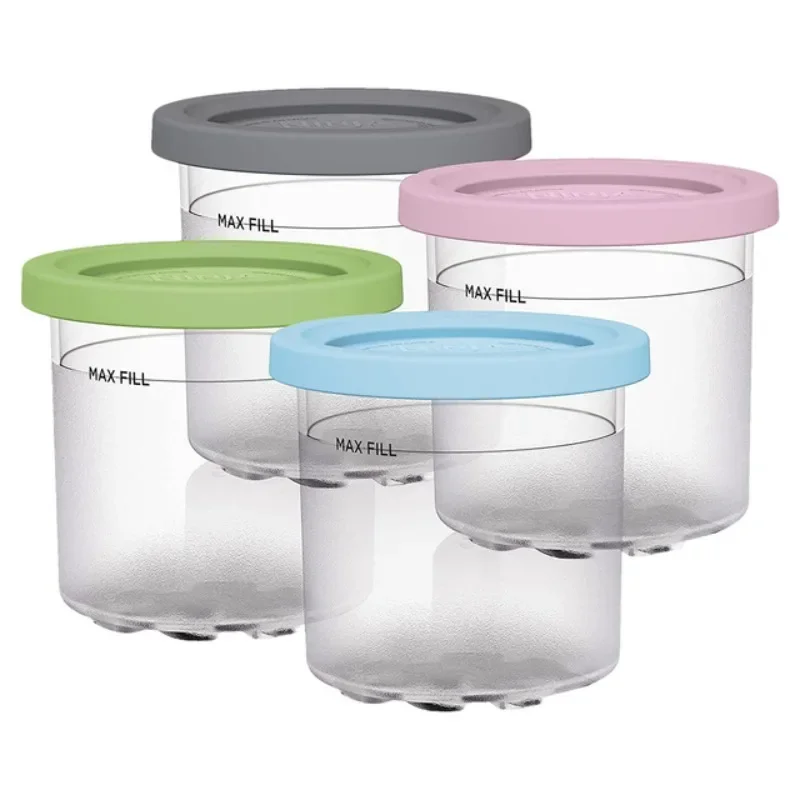 4Pcs Ice Cream Pints Cups For NINJA- CREAMI NC300s Series Maker Replacements Storage Jar With Sealing Lids