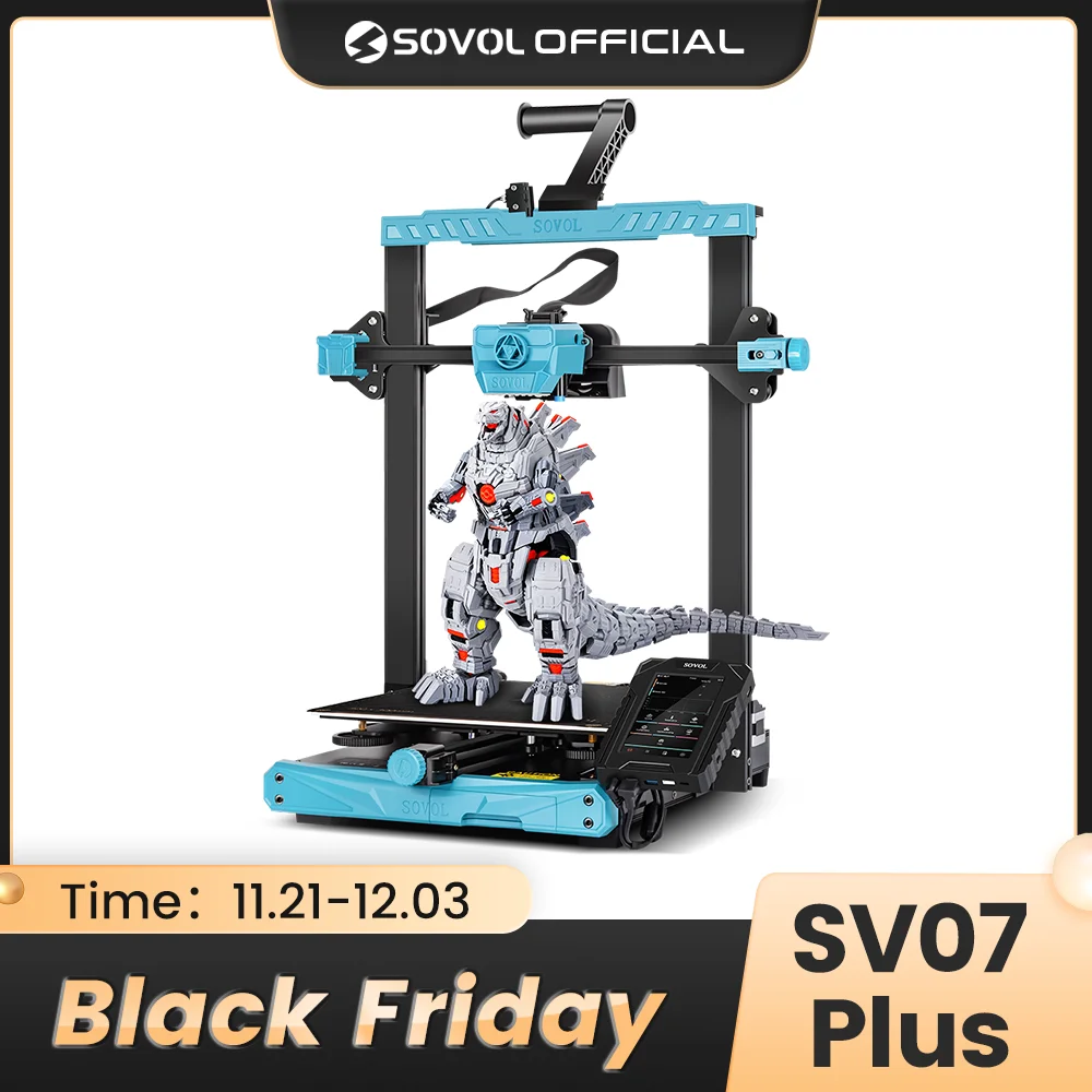 Sovol SV07 Plus 3D Printer with Klipper Firmware, Max Print Speed 500mm/s 300℃ High Temp 600W Meanwell Power Supply Impresora 3d