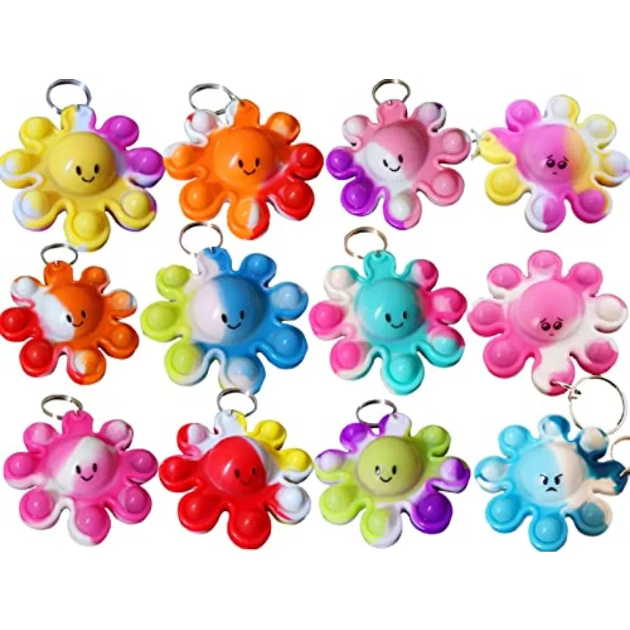 

30 Packs Bulk Octopus Backpack Keychain Mini pop Fidget for Students Gifts and Octopus Christmas Party Favors, Students Bubble