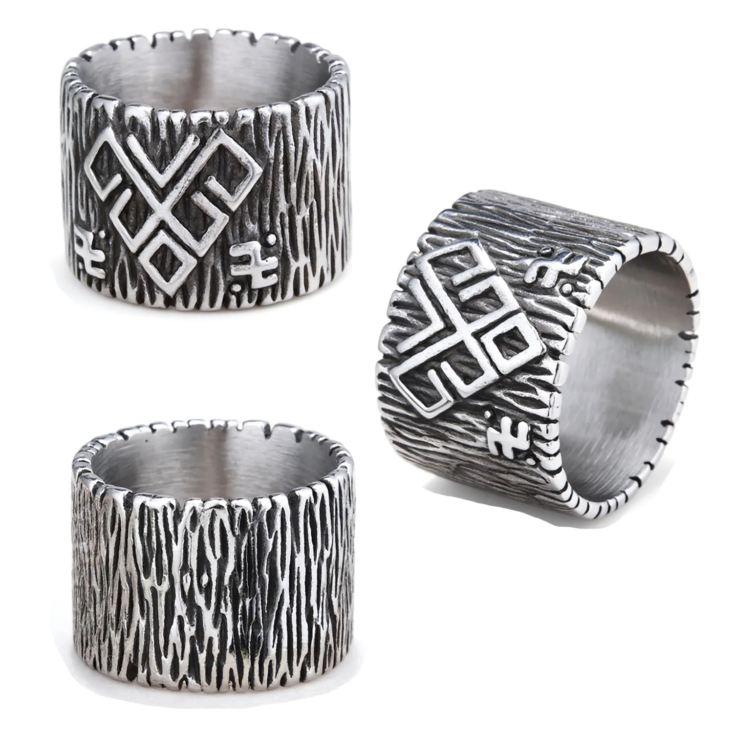 

Популярные ювелирные изделия, простой стиль, геометрические линии, стиль викингов-панк, кольца из нержавеющей стали и титановой стали для мужчин и женщин