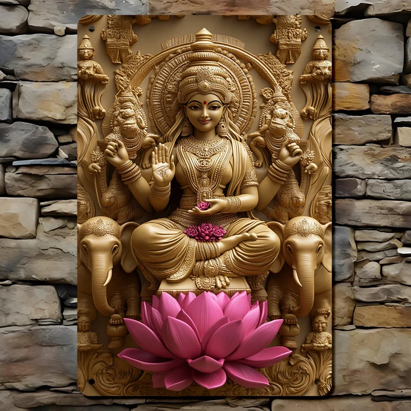 

Vintage for Lotus Elephant Metal Tin Sign - 8x12 Inch Retro Wall Art for Home, Garage, Club, Restaurant Decor | Easy Hang