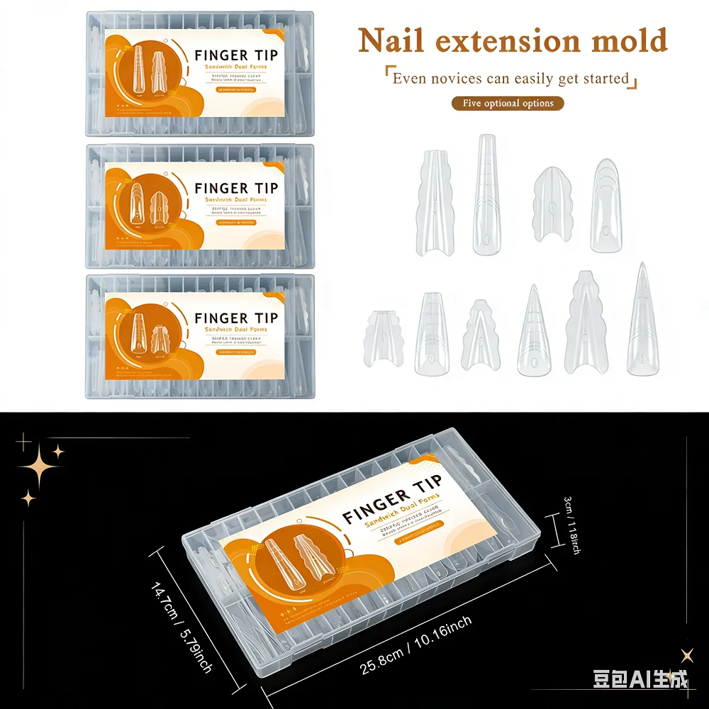 

Sandwich Nail Model Nail Art Clear Almond/Stiletto/Coffin Shape Soft Gel Full Cover Nail Tips Gel Extension Tool