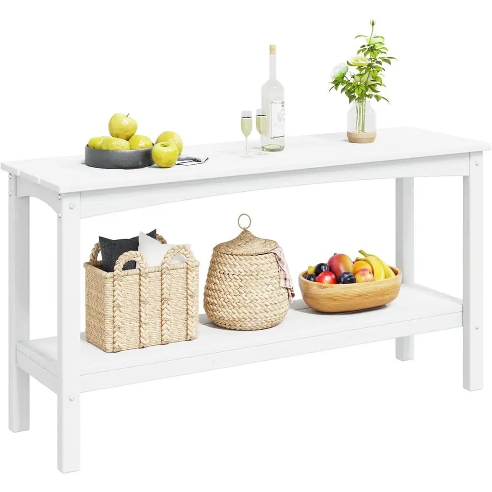 

Outdoor 55 2-Shelf Storage Cabinet, Multipurpose Porch Table, TV Stand, and Side Tables, White