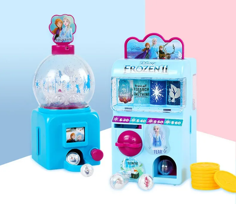 High Quality Disney Frozen drop coins Mini vending machine candy machine toy play house toys for kids Birthday Christmas Gift