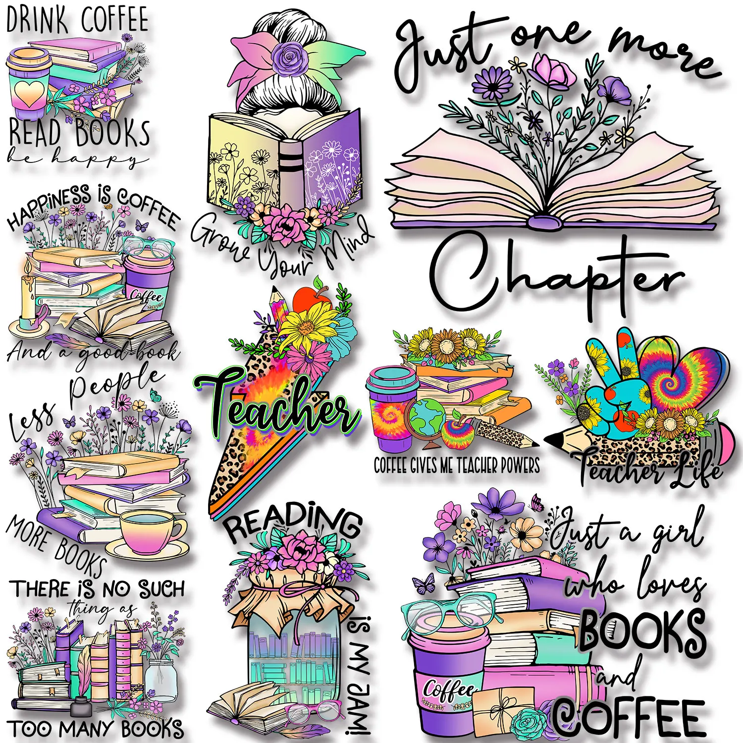 Pencil Flower Notebook Leopard Print Bow Iron on Patches Applique for Cloth Firm and Fadeless  Stickers Diy Craft