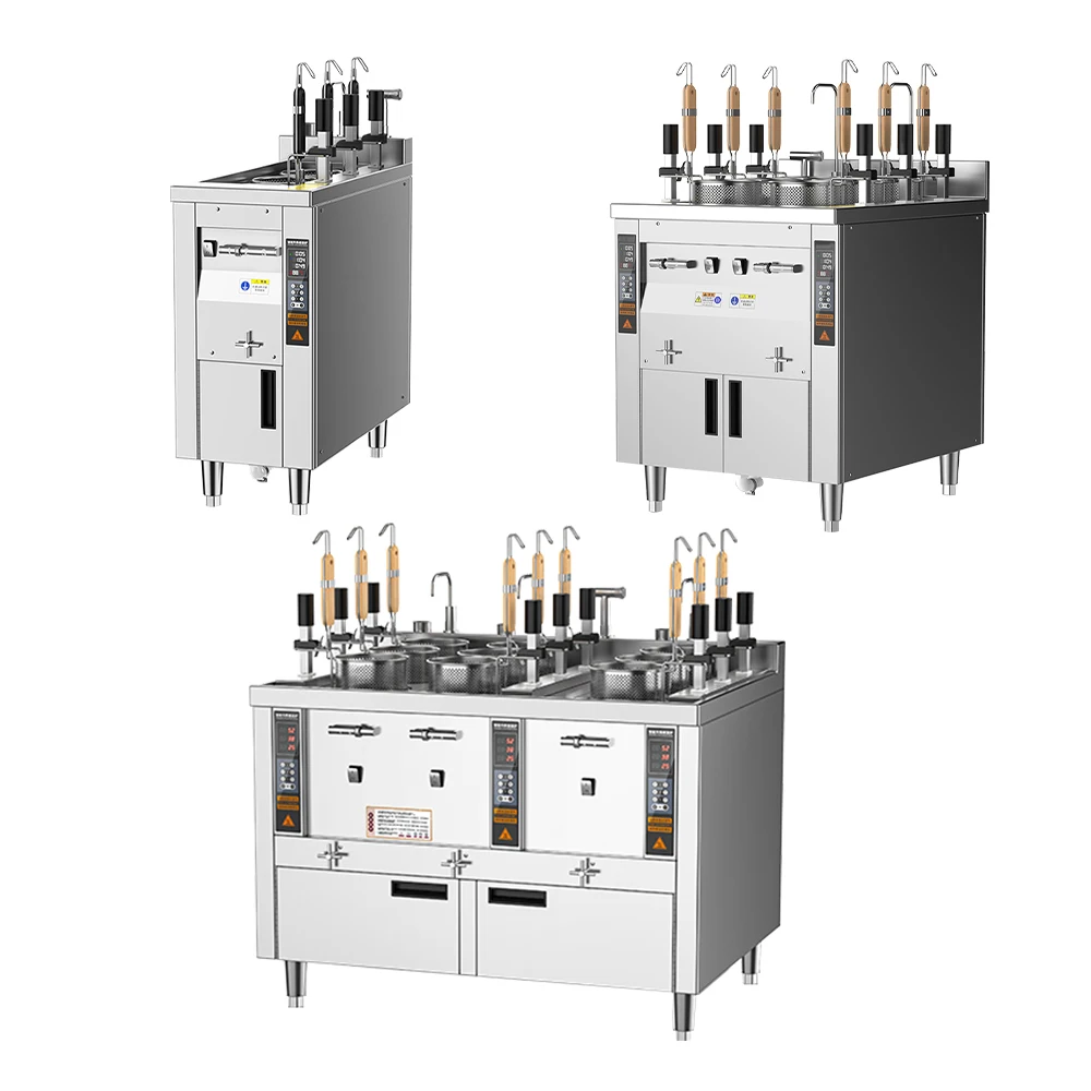 Cocedor de Pasta Eléctrico Comercial para Restaurantes, 9kw, 6 Cestas, Cocedor de Fideos Instantáneo Automático con Elevación