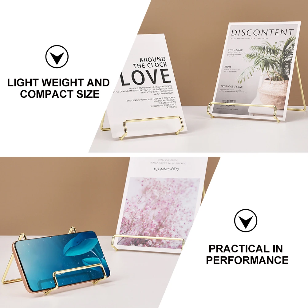 

2Pcs Iron Art Display Stand Simple Mobile Phone Holder Photo Frame Book Magazine Rack Desktop Organizer Home Decoration Shelf