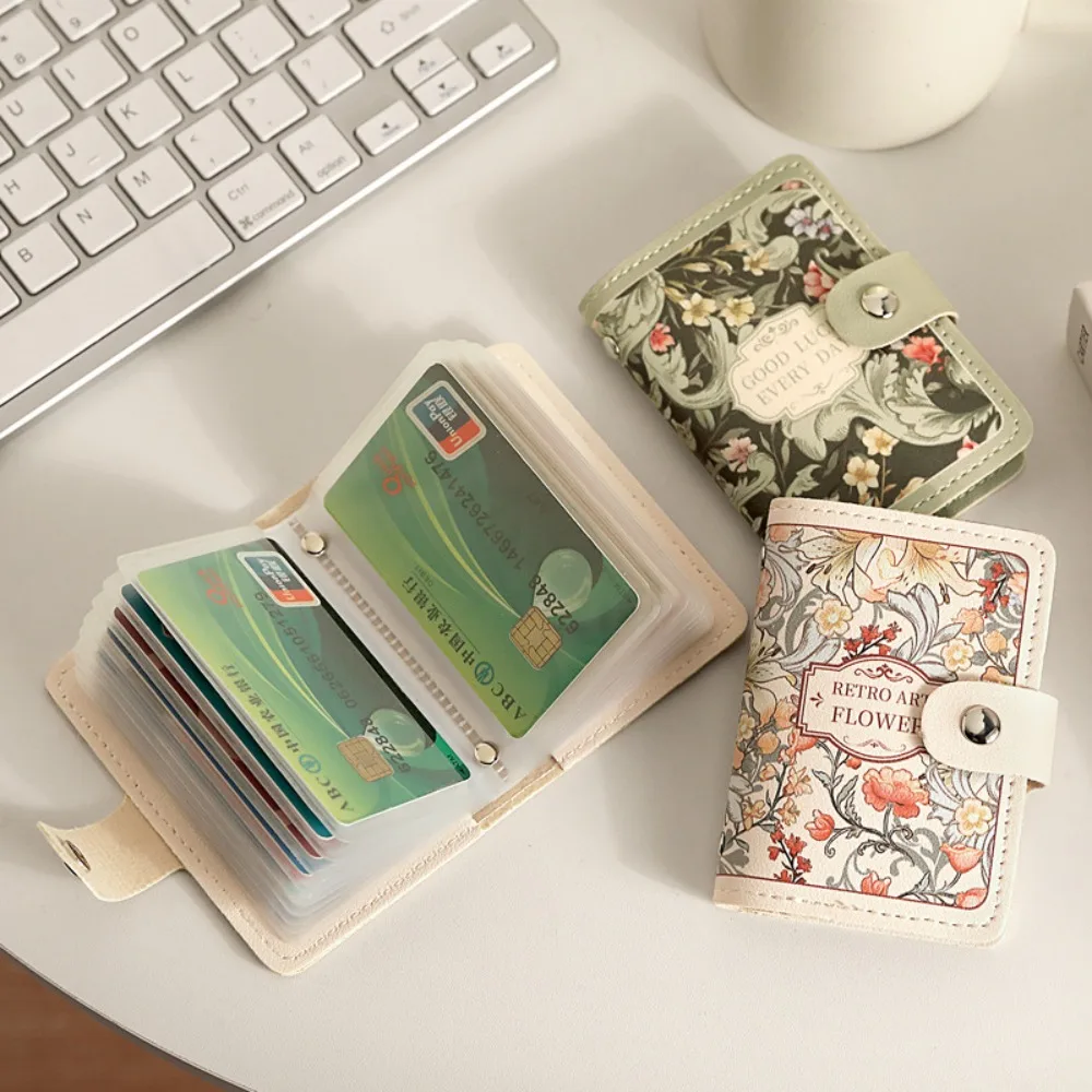Creative 20 Card Pockets PU Leather Mini Wallets RFID Blocking ID Card Holder Laminated Concealed Pull-out Business Card Case